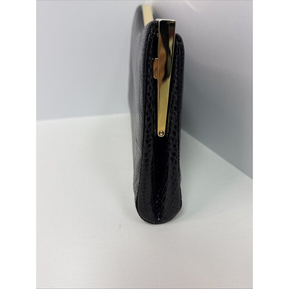 Judith Leiber Black Lizard Snakeskin Leather Rhinestone Clutch Bag Comb Vintage - Picture 10 of 16